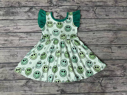 Baby Girls St Patrick Day Smile Green Knee Length Dresses