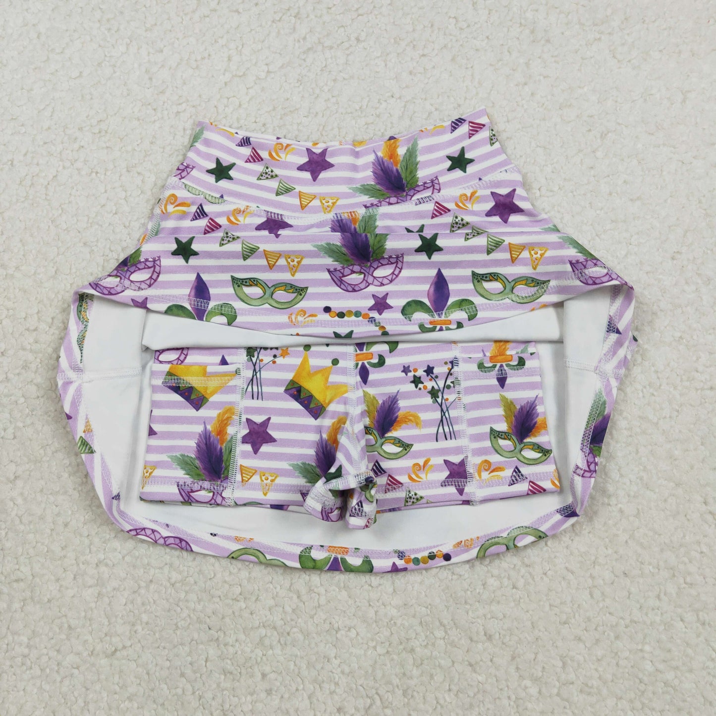 Baby Girls Mardigras Stripe Anchor Masks Yoga Active Skirt Shorts Bottom