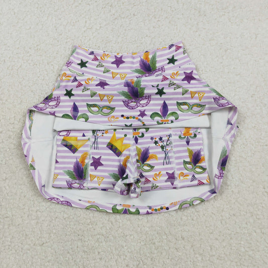 Baby Girls Mardigras Stripe Anchor Masks Yoga Active Skirt Shorts Bottom