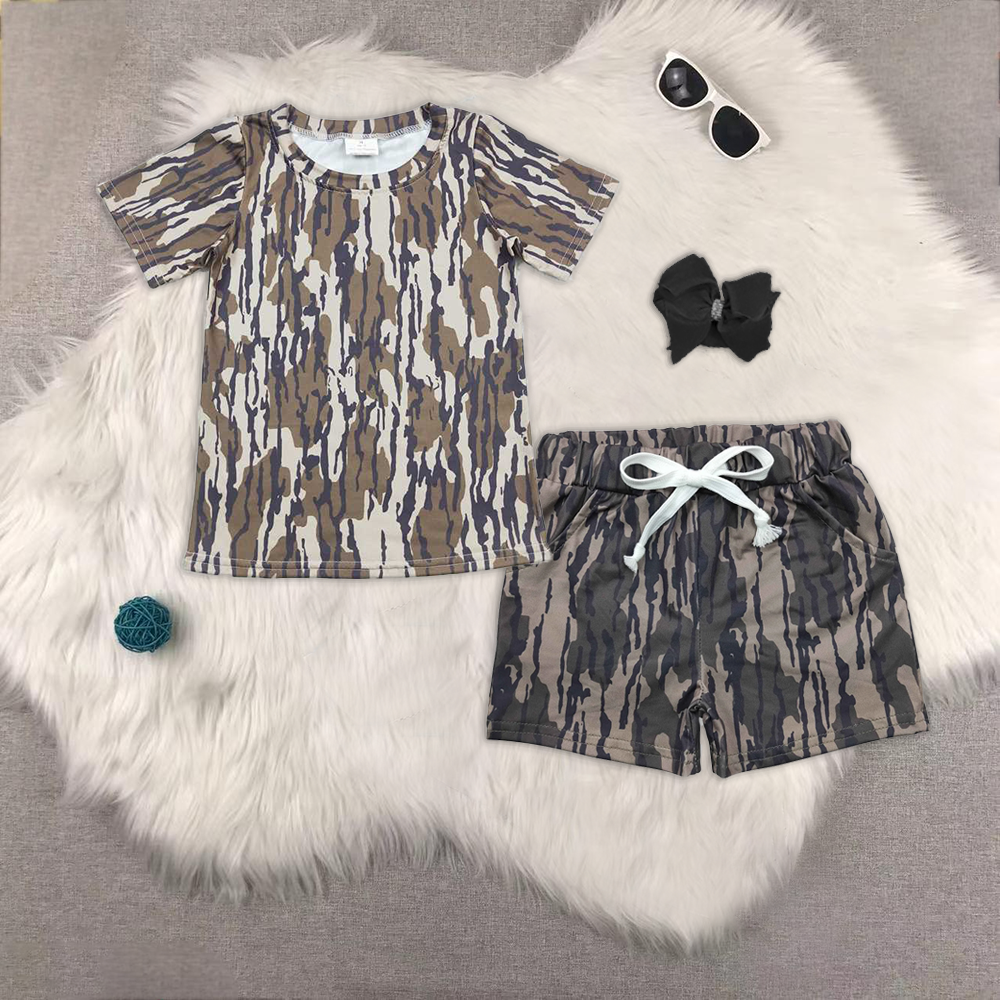 Baby Boys Camo Shirts Top Pockets Shorts Western Sets