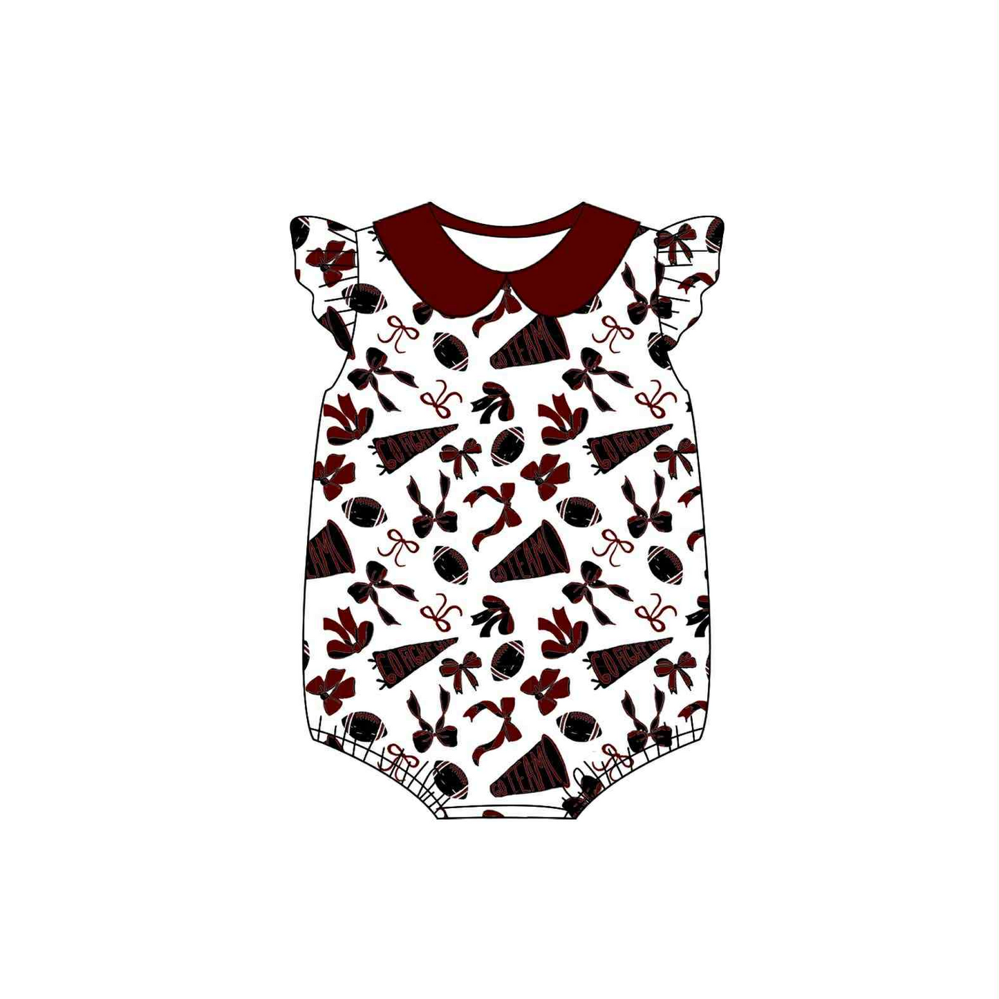 preorder(moq 5)Baby Infant Girls Gamecocks Team Bow Flutter Sleeve Rompers