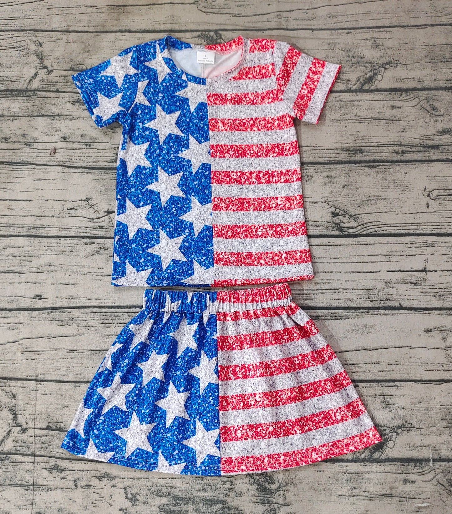 Baby Girls Stars Stripes 4th Of July Shirt Skirt Clothes Sets