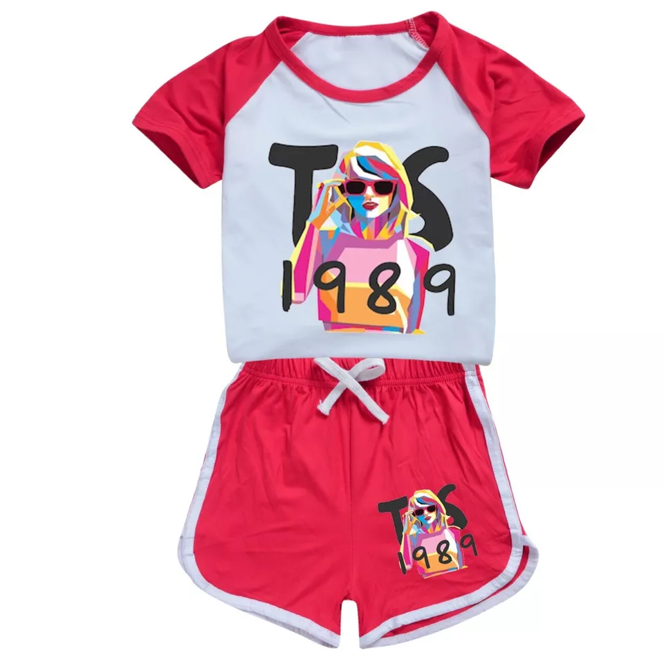 Baby Girls Red Singer 1989 Shirt Sports Shorts Clothes Sets Preorder(moq 5)