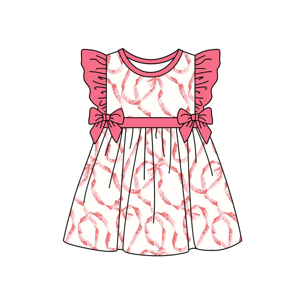 Preorder (moq 5)Baby Girls Pink Bows Knee Length Dresses