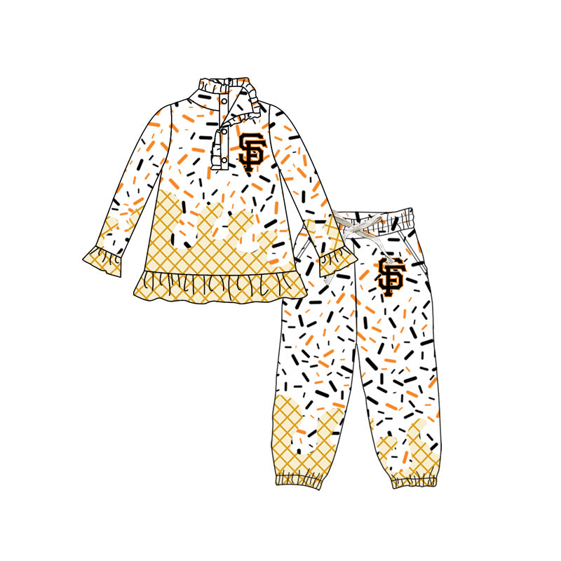 preorder(moq 5) Baby girls SF Team long Sleeve Tee Shirt pants Clothes Sets