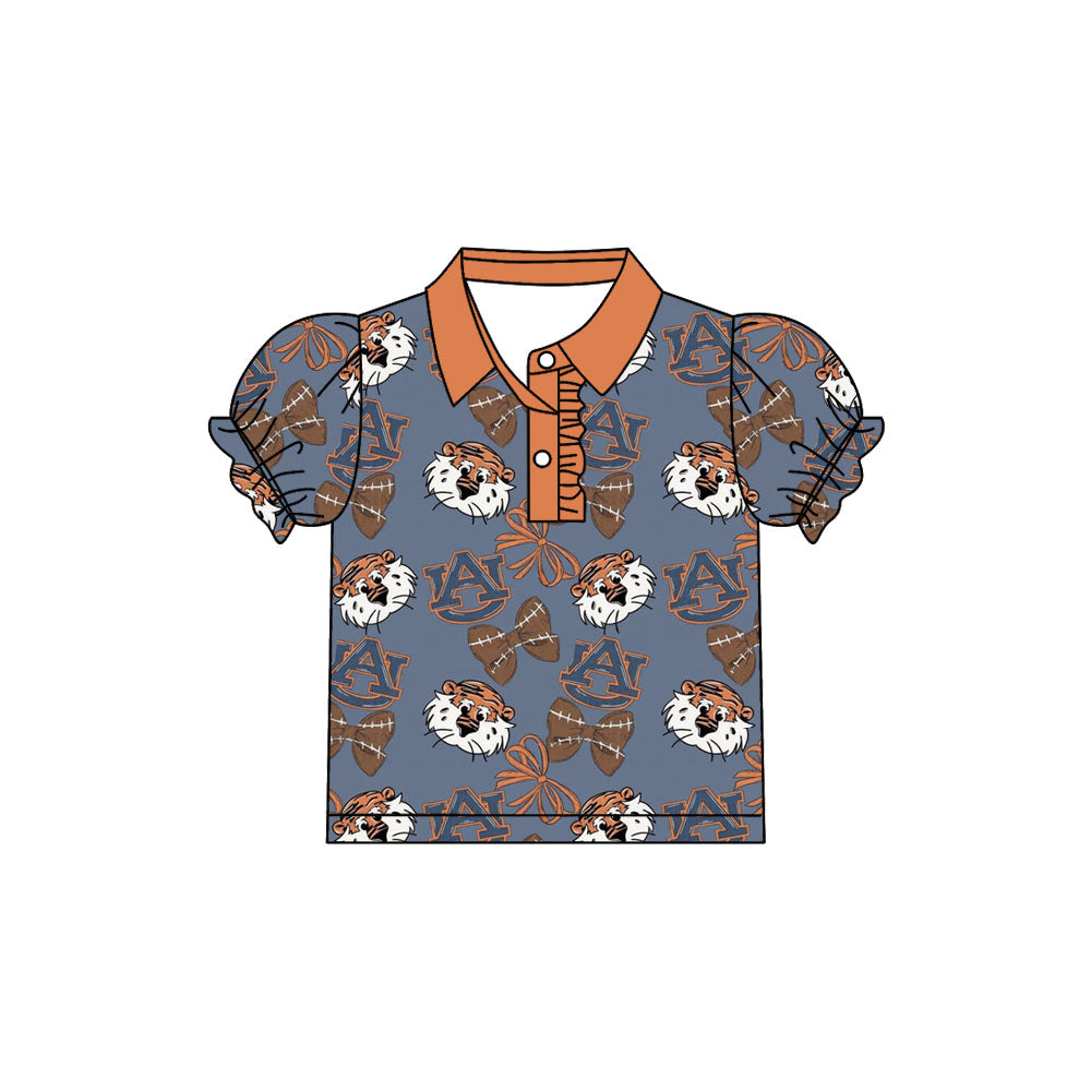 Preorder(moq 5)Baby Girls AU Tiger Team Short Sleeve Tee Pullovers Polo Shirts Tops