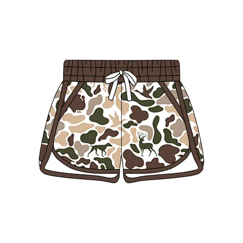 Preorder (moq 5)Baby Girls Southern Hunting Dogs Ducks Camo Pockets Shorts Bottom