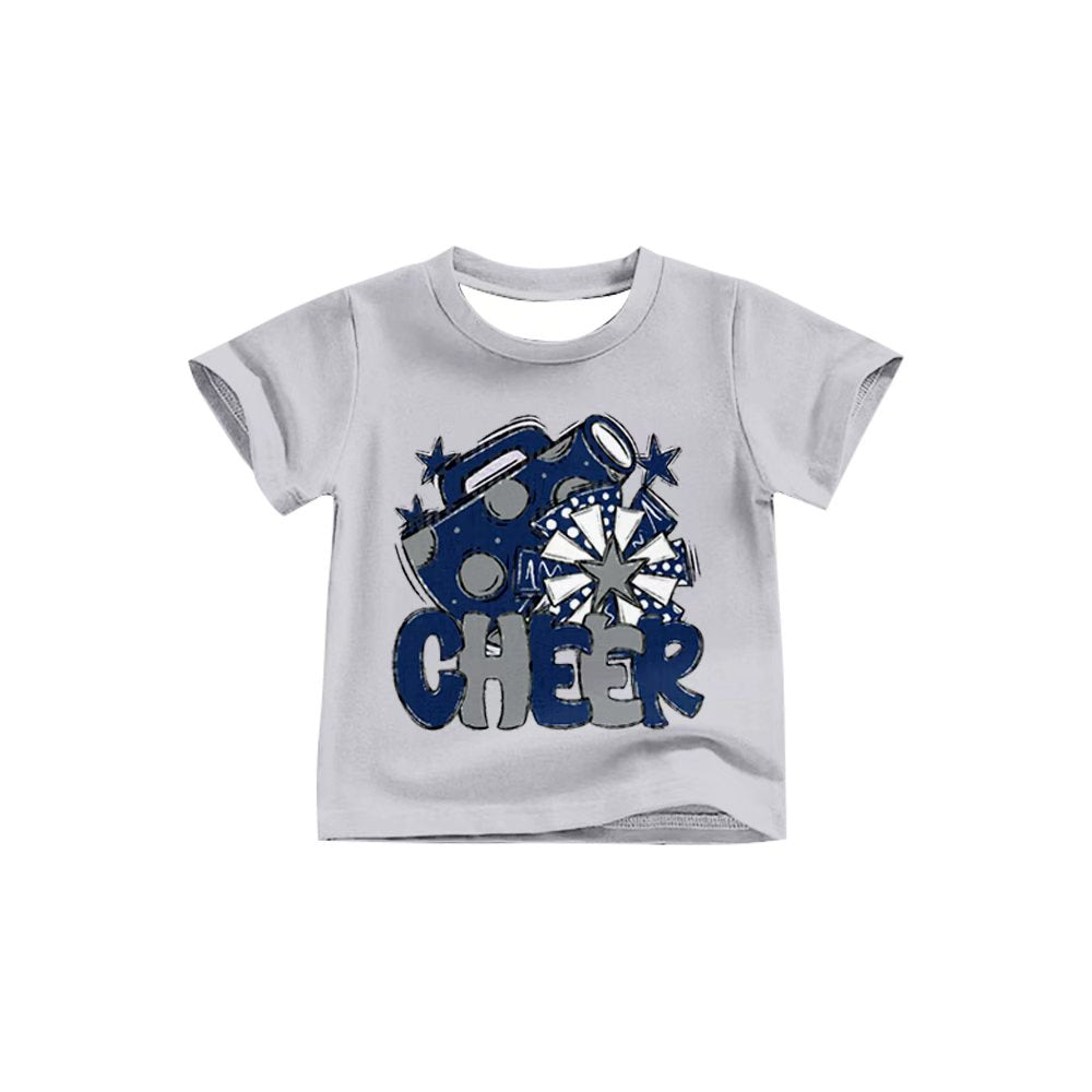 Preorder (moq 5)Baby Girls Blue Cheer Team Short Sleeve Tee Shirts Tops