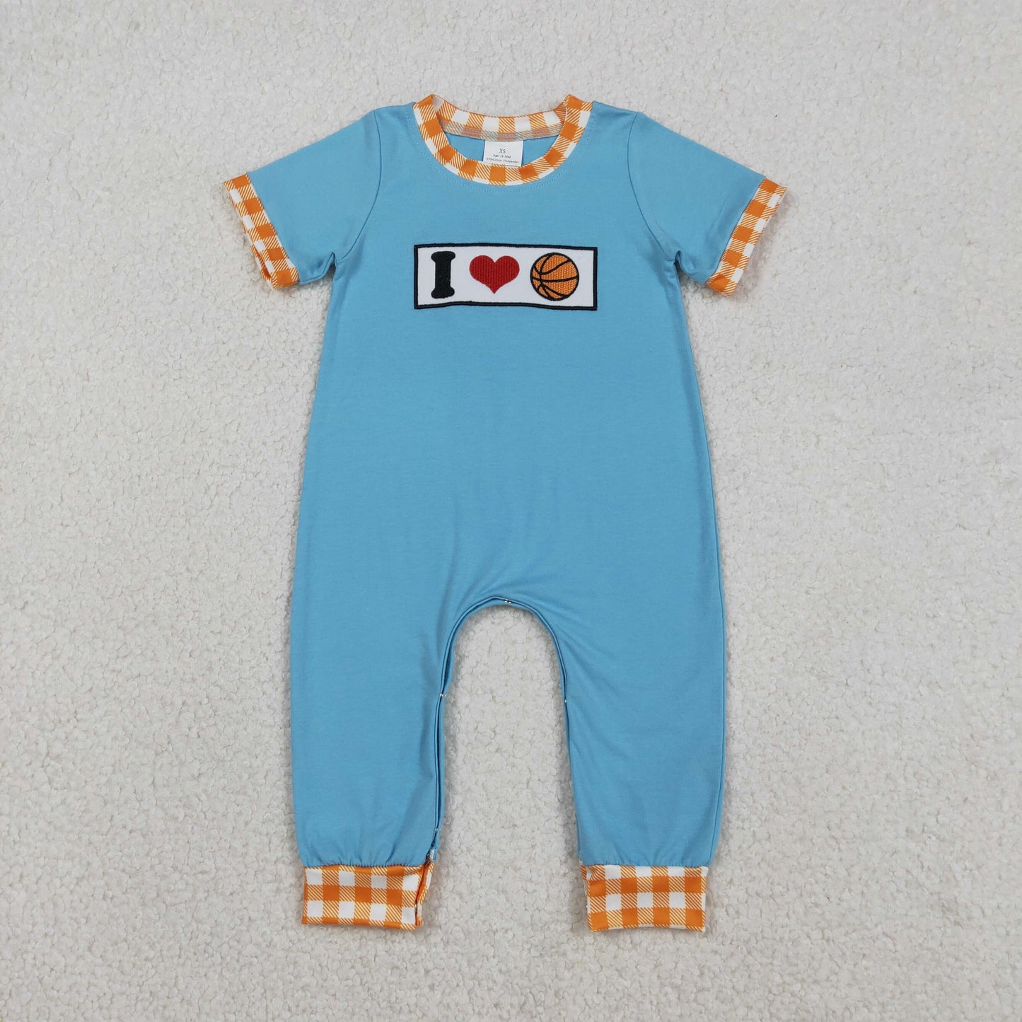 Embroidery I Love Basketballs Baby Boys Team Footie Rompers