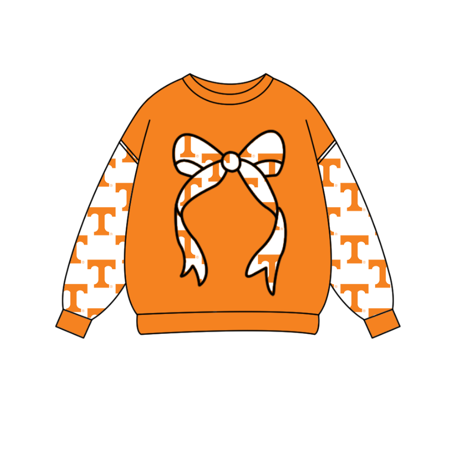 Preorder Moq 5 Baby Girls Yellow Long Sleeve T Bows Team Tee Shirts Top