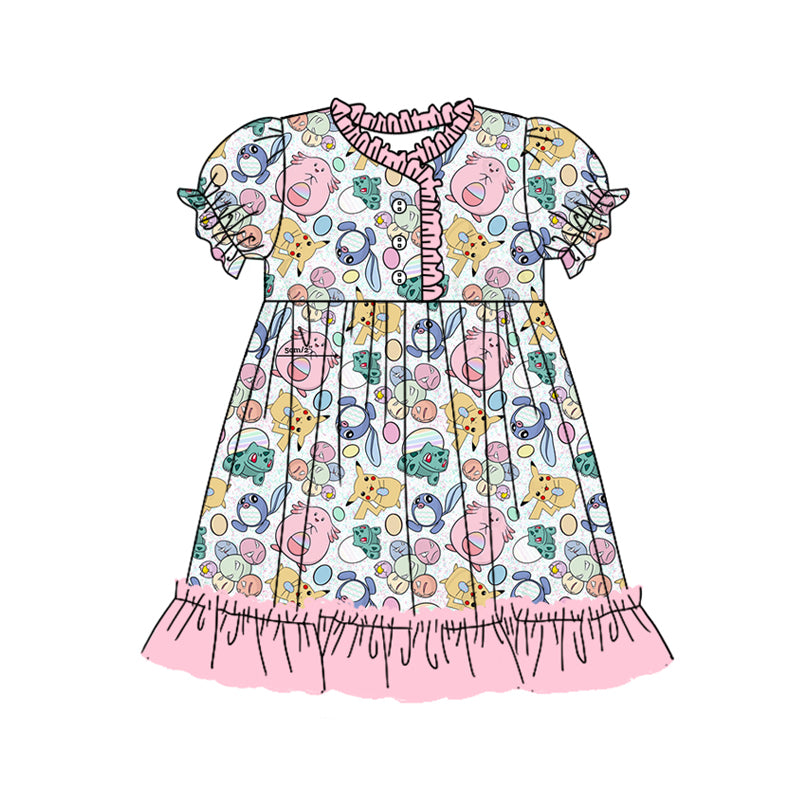 Preorder (moq 5)Baby Girls Cartoon Mouse Ruffle Knee Length Dresses