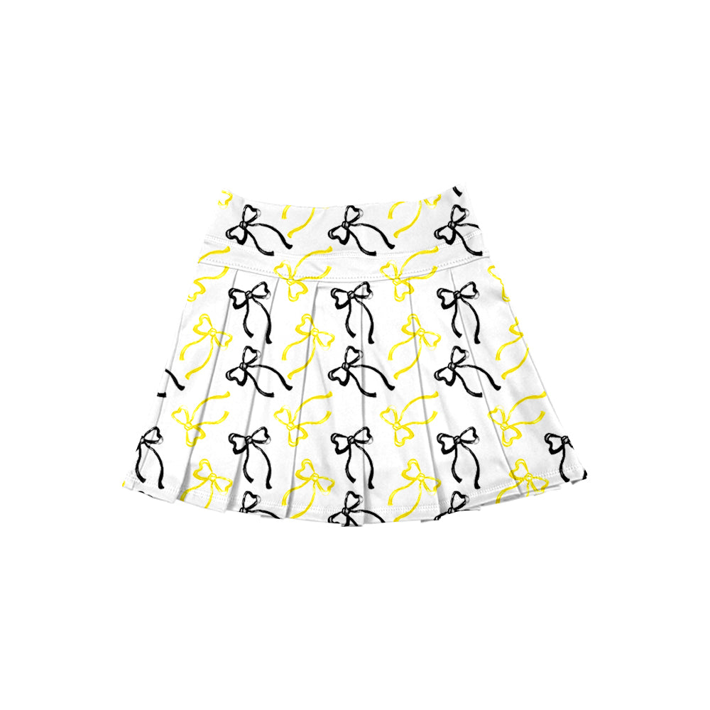 Preorder moq 5 Baby Girls Black Yellow Bows Yoga Short Skirts Bottom