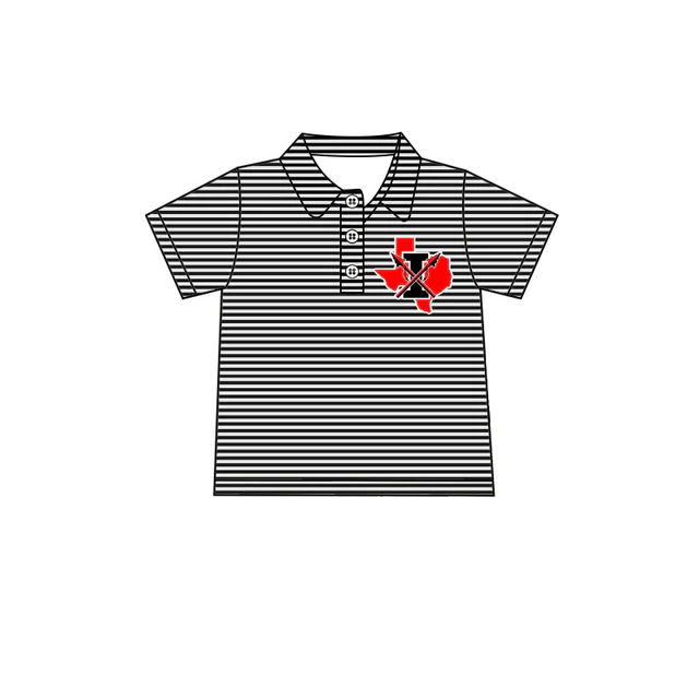 Preorder(moq 5) Baby Boys Black Stripes I Team Short Sleeve Tee Pullovers Shirts Tops
