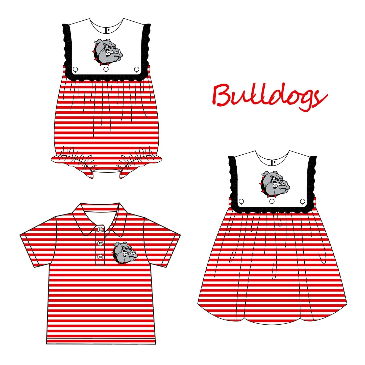 Custom moq 5 Football Item Bulldogs Sibling Clothes