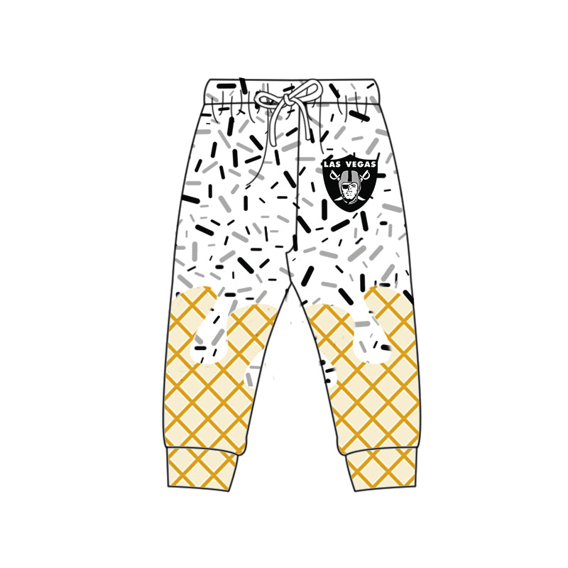 Preorder (moq 5)Baby Boys Drip Sprinkles Black Raiders Team Jogger Pants Bottom