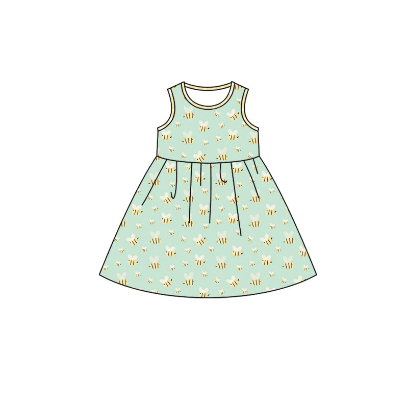 Preorder (moq 5)Baby Girls Spring Honey Bee Sleeveless Knee Length Dresses
