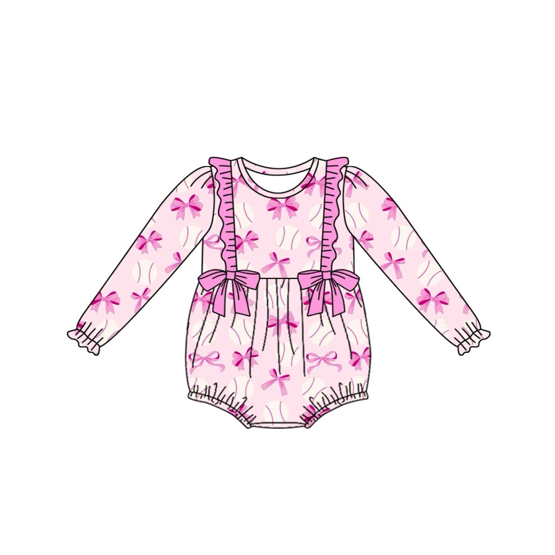 Baby Infant Girls Valentines Pink Bows Baseball Rompers preorder(moq 5)