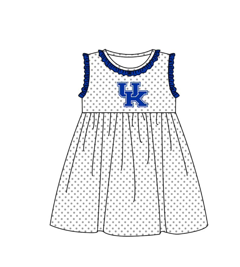 Preorder (moq 5)Baby Girls Sleeveless UK Polka Dots Team Knee Length Dresses