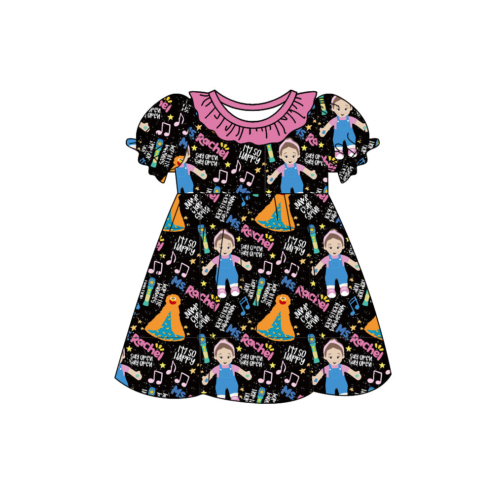 Preorder (moq 5)Baby Girls Ms Teacher Ruffle Knee Length Dresses