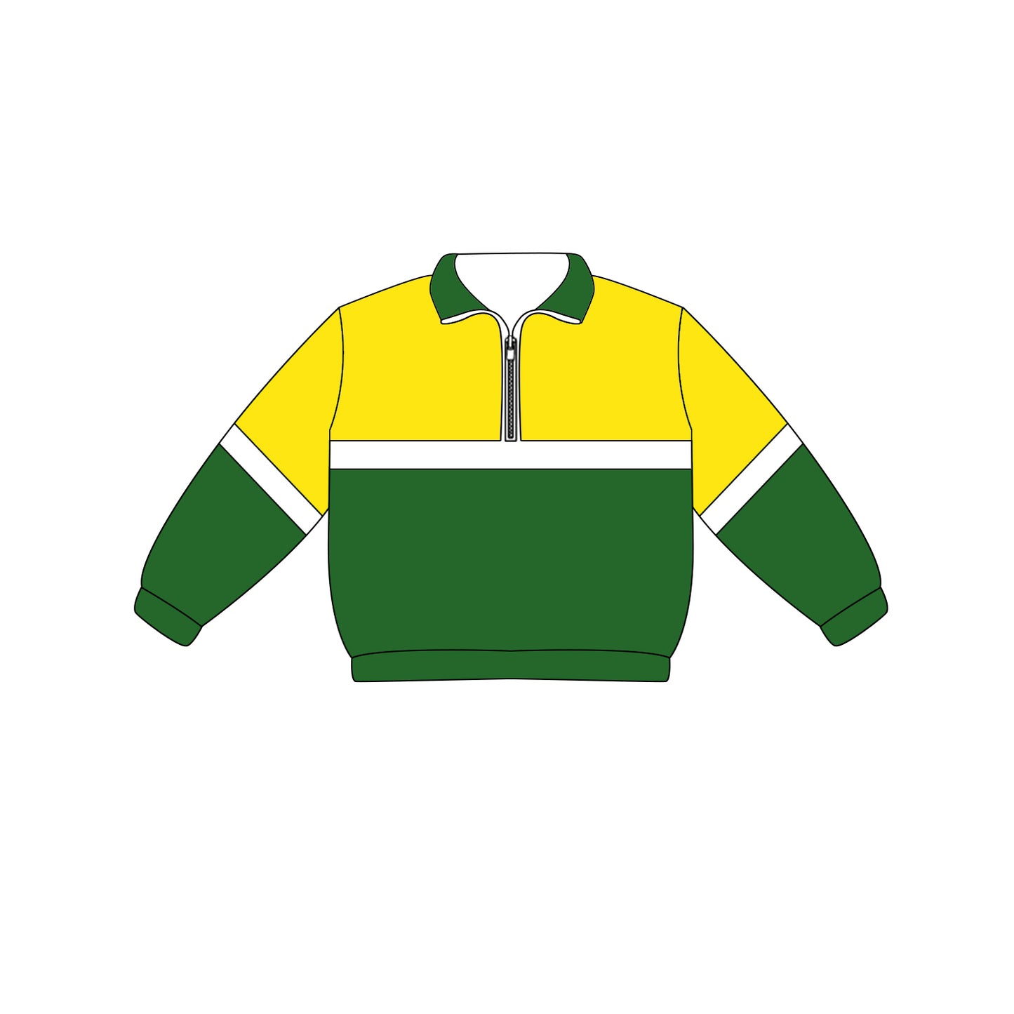 Preorder (moq 5)Baby Boys Long Sleeve Green Yellow Team Zip Pullovers Tops
