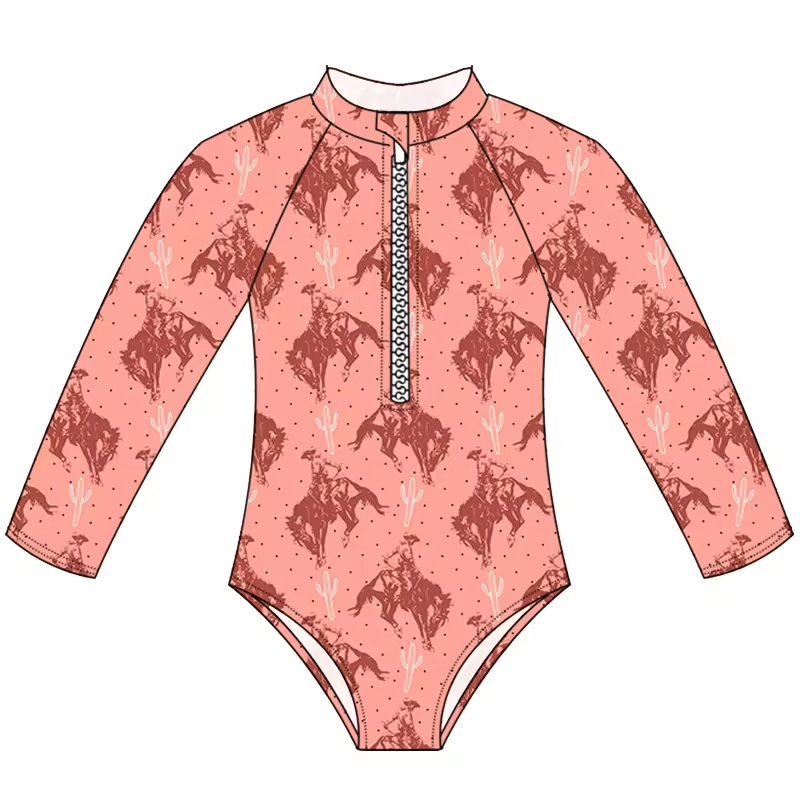 Baby Girls Western Rodeo One Piece Swimsuits preorder (moq 5)