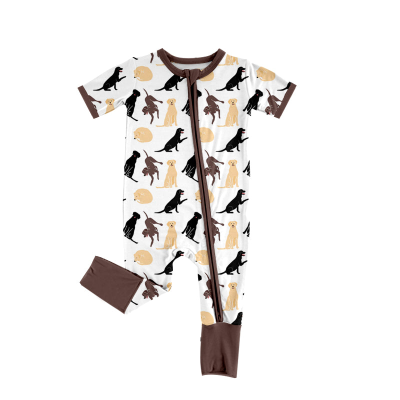 Preorder(moq 5)Baby Infant Boys Dogs Hunting Short Sleeve Zip Rompers