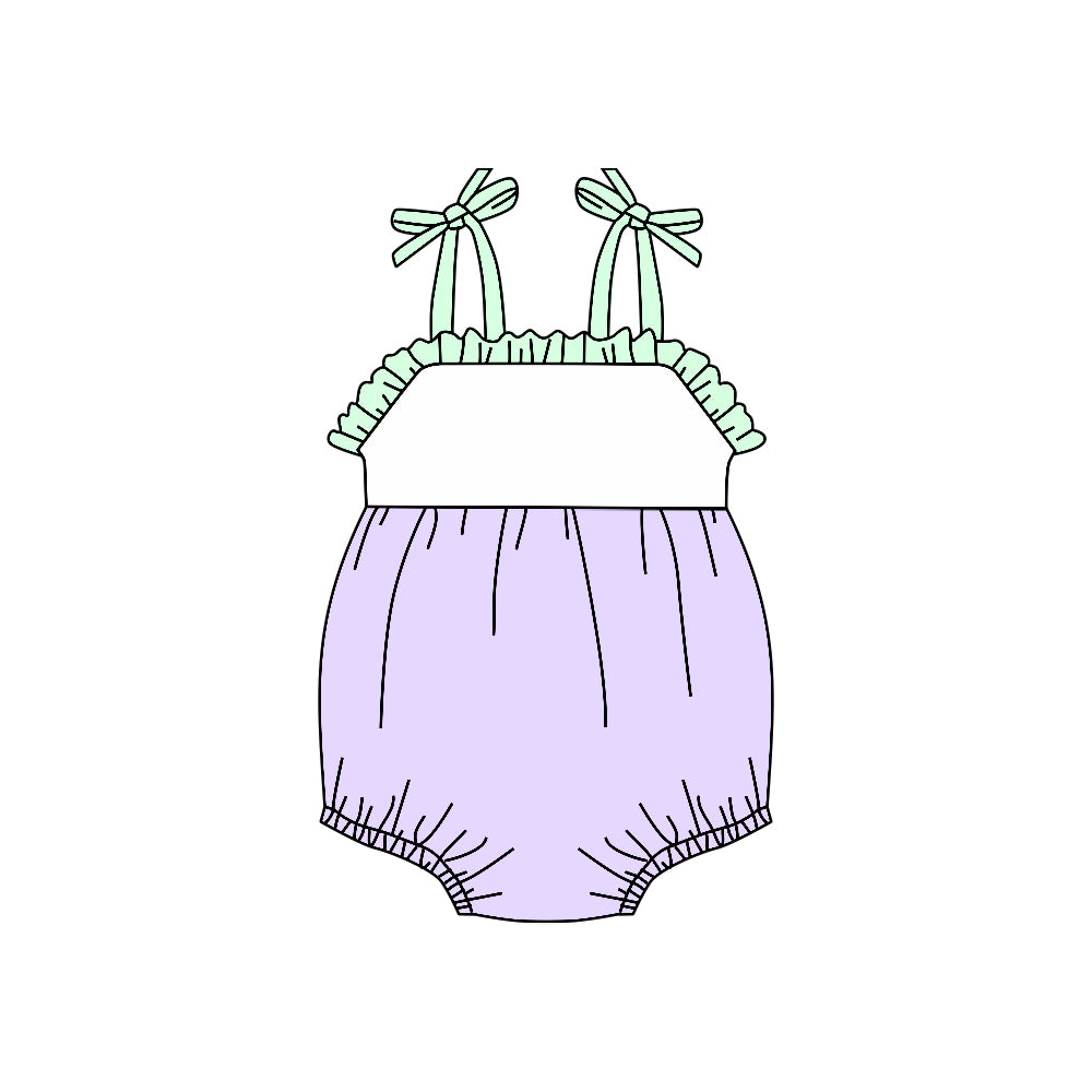Preorder(moq 5)Baby Infant Girls Straps Lavender Summer Rompers
