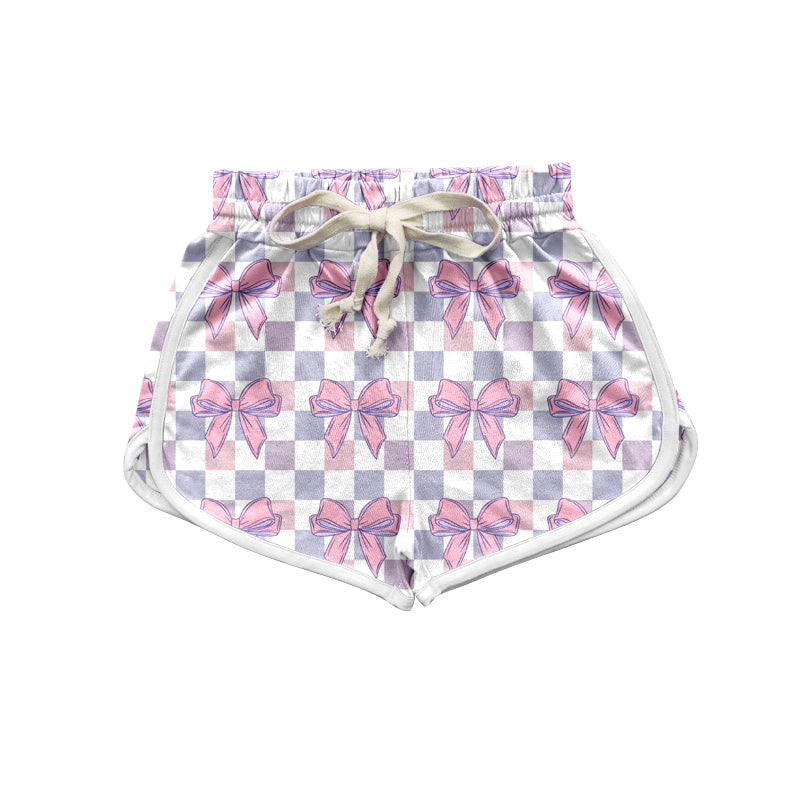 Preorder(moq 5) Adult Women Lavender Checkered Bows Shorts Bottoms