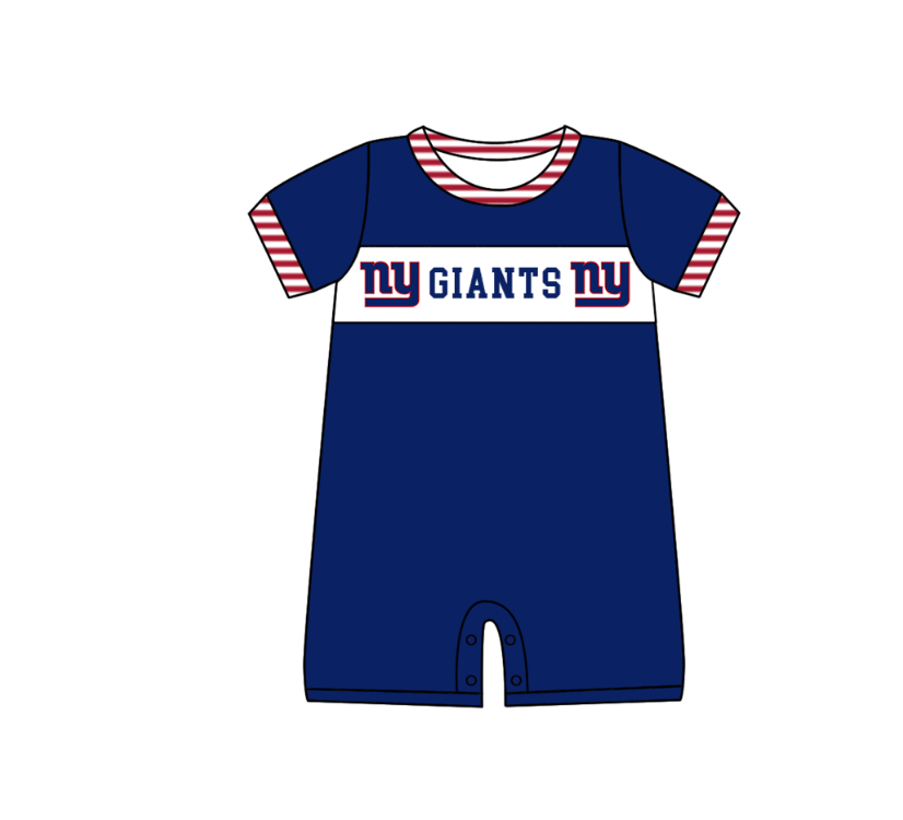 Preorder (moq 5)Baby Boys Navy Short Sleeve Ny Giants Team Rompers
