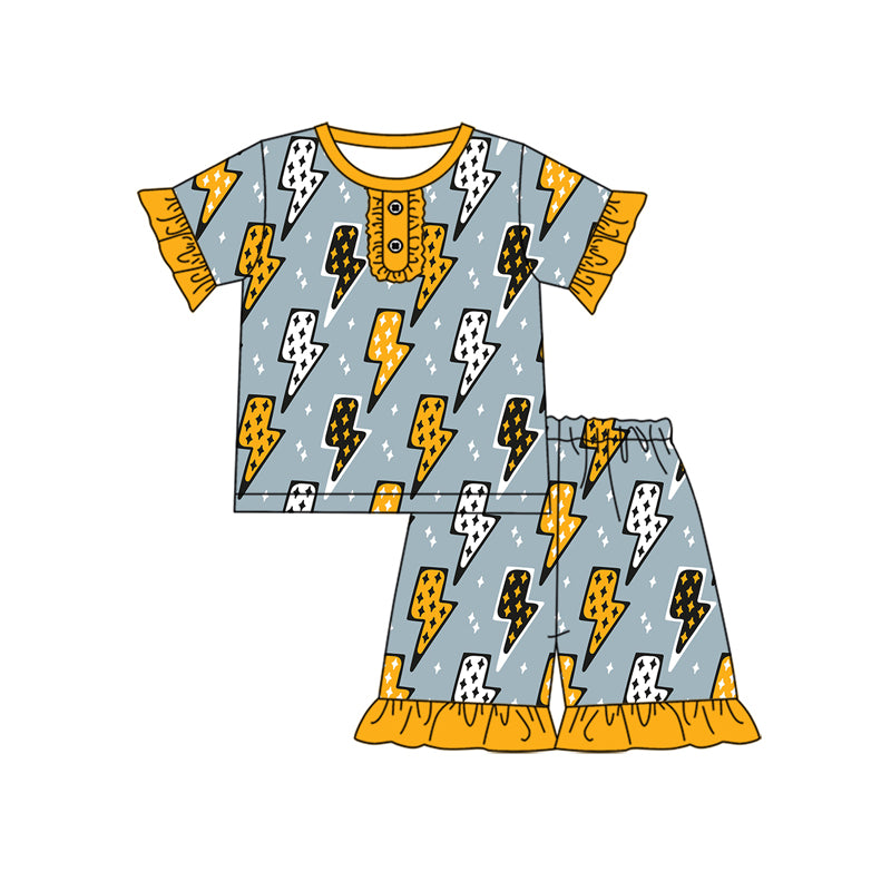 Preorder (moq 5)Baby Girls Western Light Tee Top Shorts Pajamas