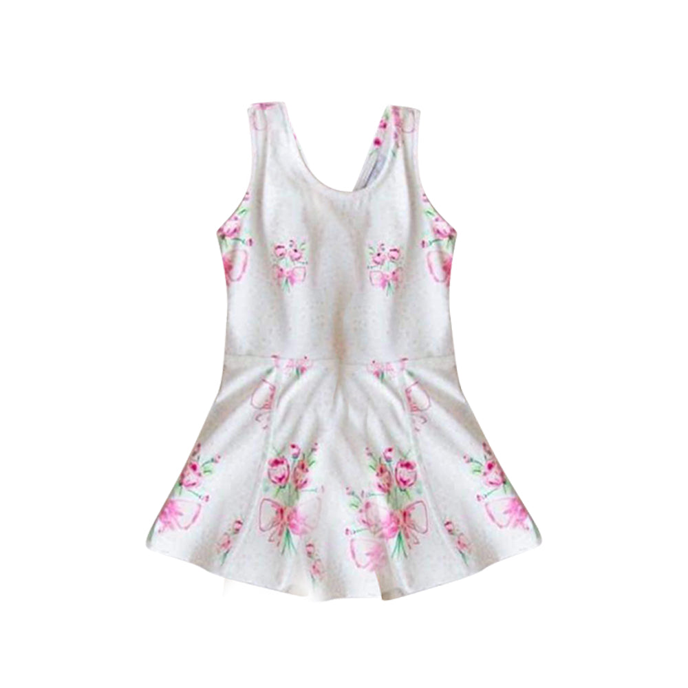 Baby Girls Blue White Pink Bows Flowers Straps One Piece Swimsuits Preorder (moq 5)