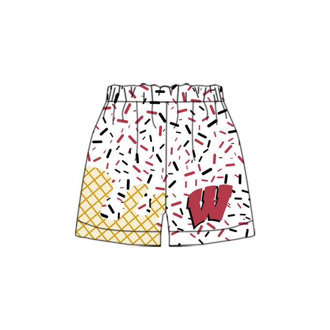 Preorder(moq 5) Baby Boys Wisconsin Badgers White Sprinkles Team Sports Shorts