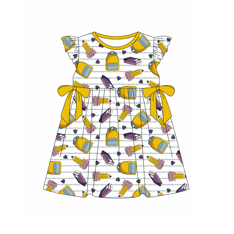 Preorder (moq 5)Baby Girls Back To School Pencils Knee Length Dresses