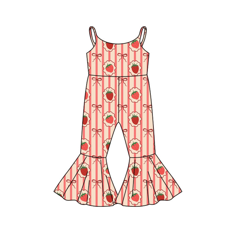 Preorder (moq 5)Baby Girls Strap Bows Rabbits Bell Bottom Jumpsuits