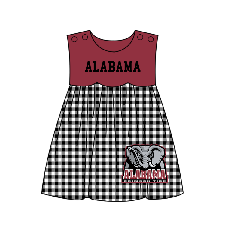 Preorder moq 5 Baby Girls Sleeveless Alabama Elephants Team Knee Length Dresses
