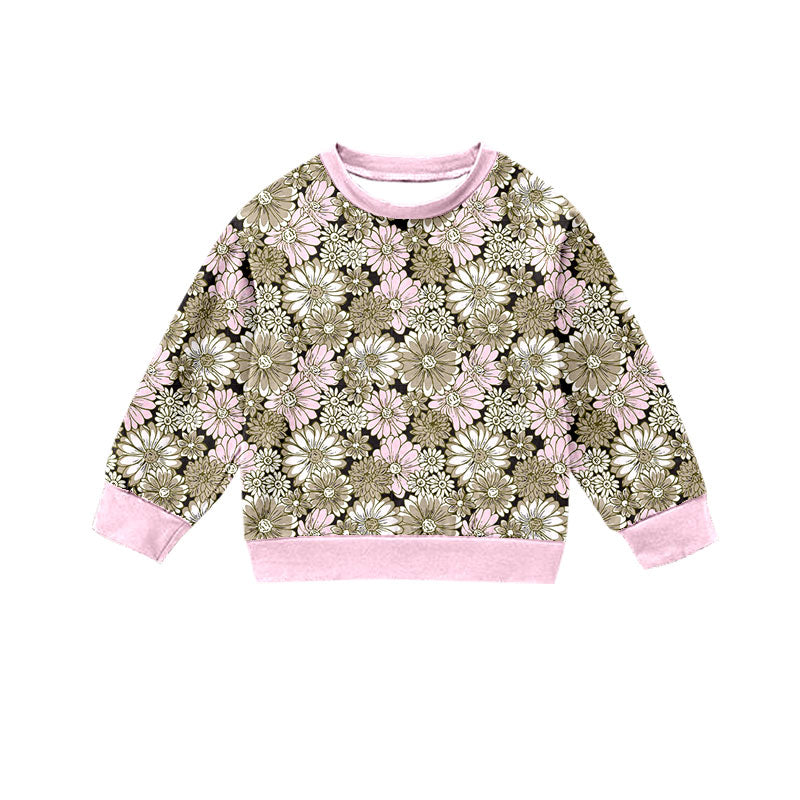 Preorder (moq 5)Baby Girls Long Sleeve Colorful Daisy Flowers Fall T-shirts Top