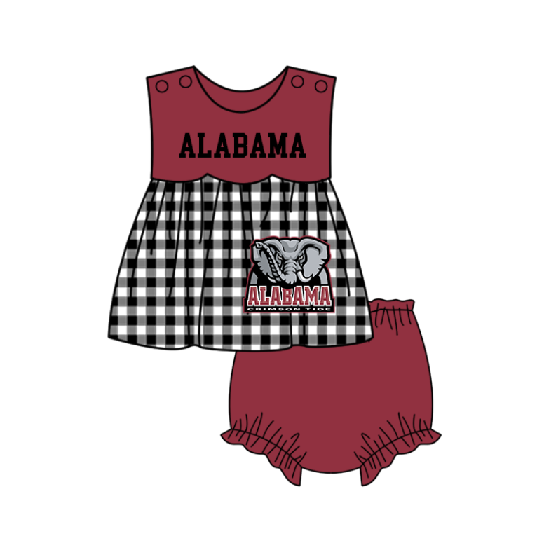 Preorder moq 5 Baby Girls Alabama Elephants Tunic Bummies Short Team Clothes Set