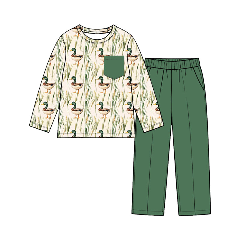 Preorder(moq5) Toddler Boys 2-Piece Animal Print Hunting Patchwork Long Sleeve Joggers Clothing Set