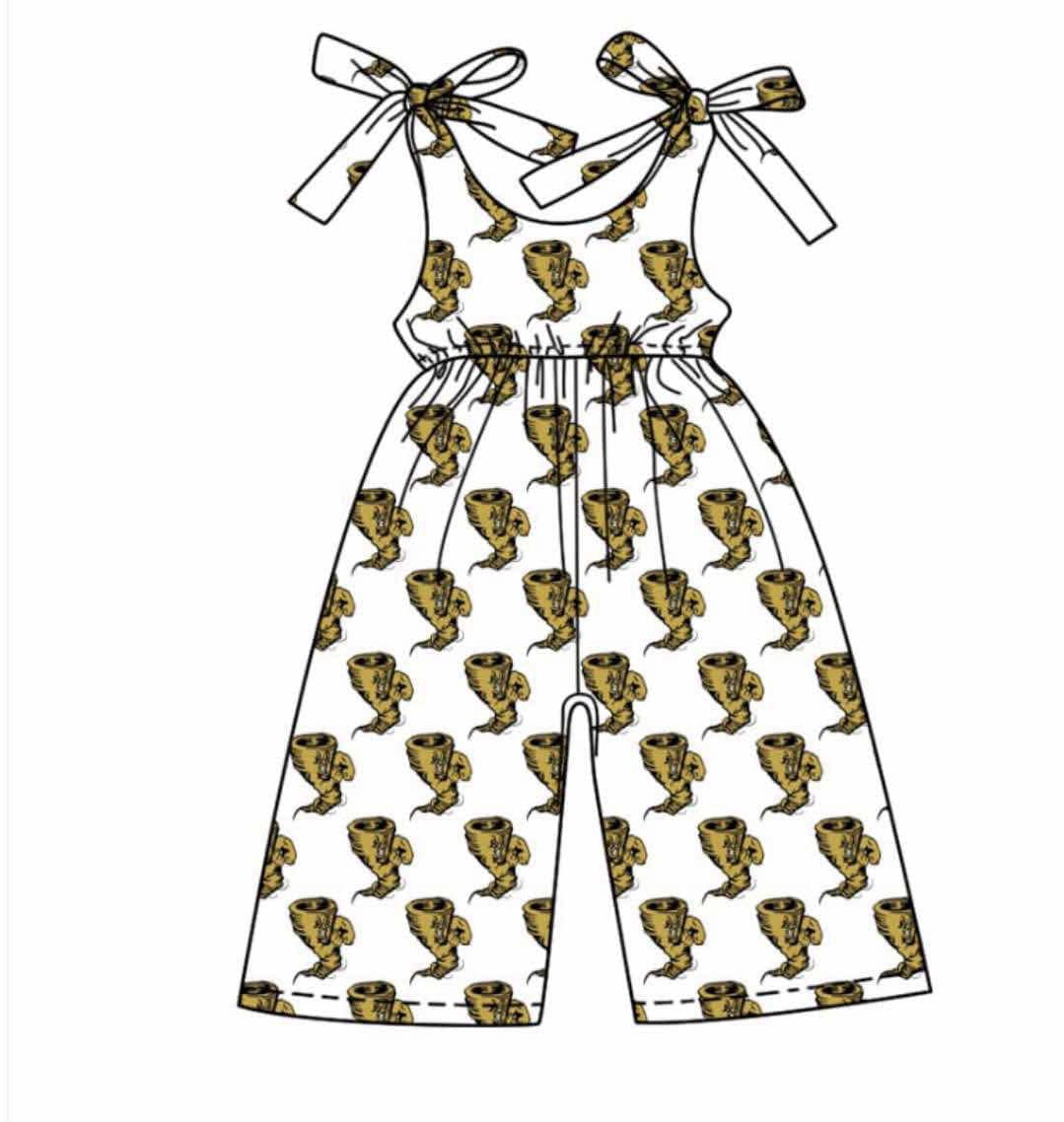 Split Preorder July 20th Baby Girls Bows Strap Team Pant Jumpsuits