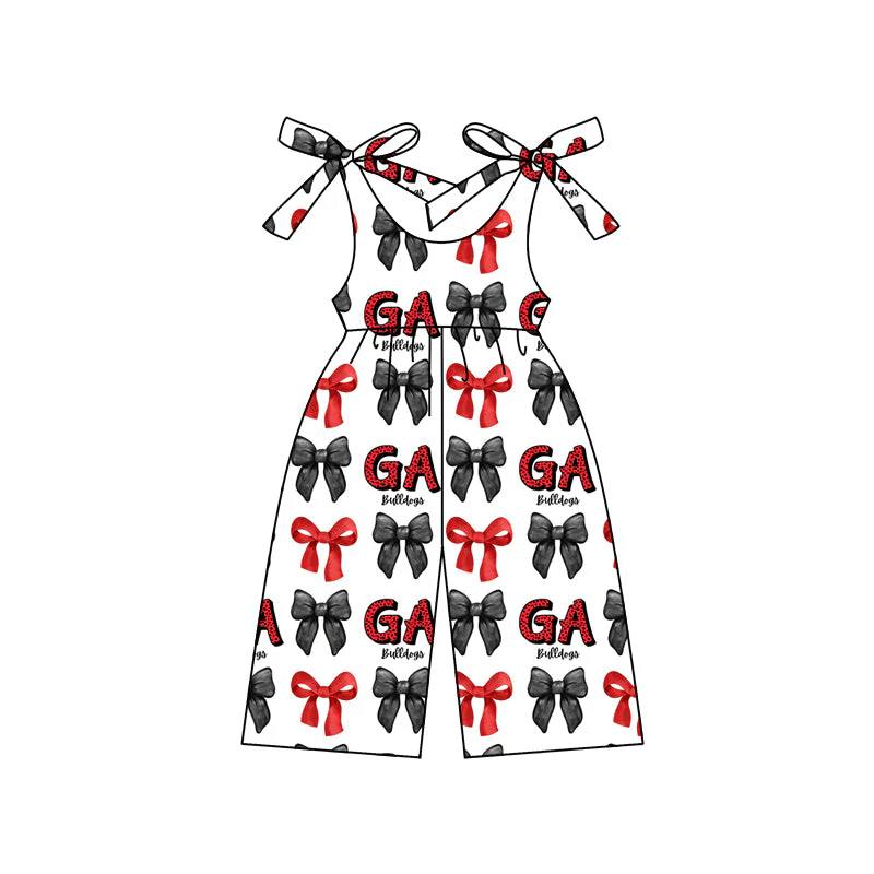 Preorder (moq 5)Baby Girls UGA team Straps Jumpsuits Rompers