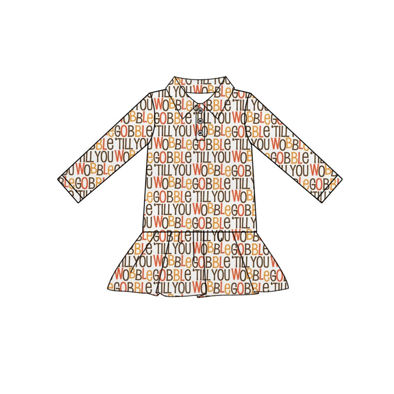 Preorder (moq 5)Baby Girls Long Sleeves Till You Plaid Button Ruffle Knee Length Dresses