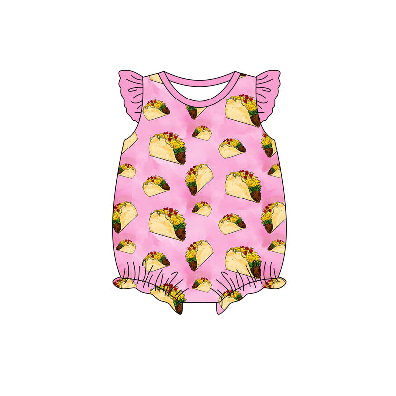Preorder(moq 5)Baby Infant Girls Taco Flutter Sleeve Rompers