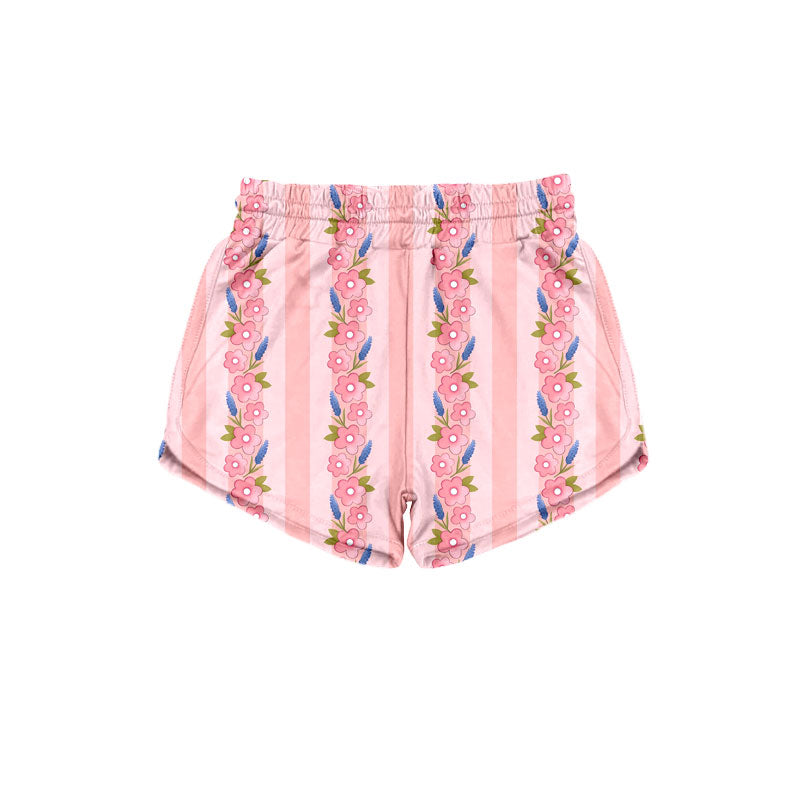 Preorder (moq 5)Baby Girls Pink Stripe Flowers Shorts Bottom