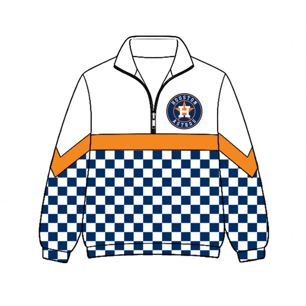 Preorder (moq 5)Baby Boys Blue Checked Houston Astros Team Zip Pullovers Top