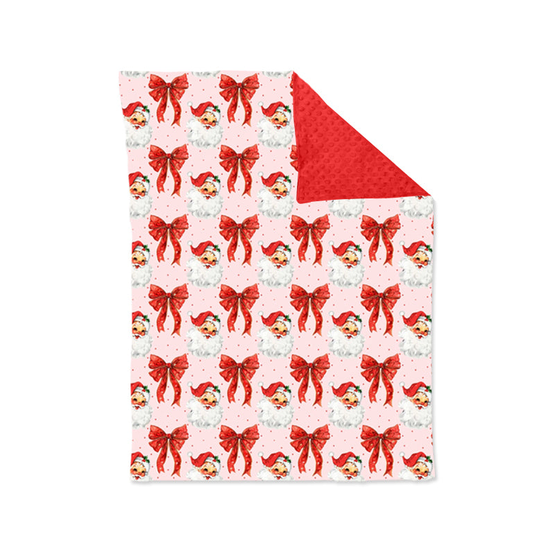 Preorder(moq 5) Baby Kids Red Santa Bows Plaid Minky Blankets