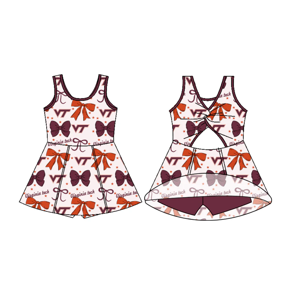 Preorder (moq 5)Baby Girls Virginia Tech Team Cheer Straps Dresses