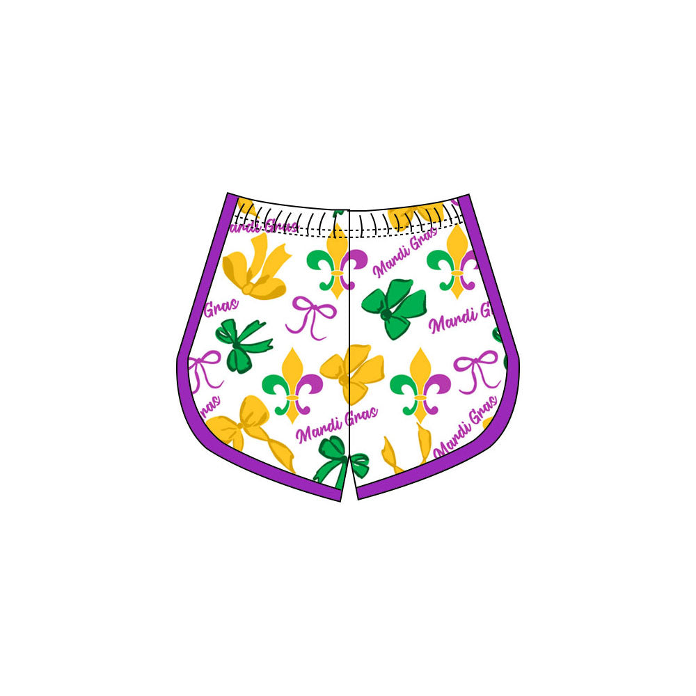 Preorder(moq 8)Baby Girls Mardigras Bows Anchors Shorts Bottom