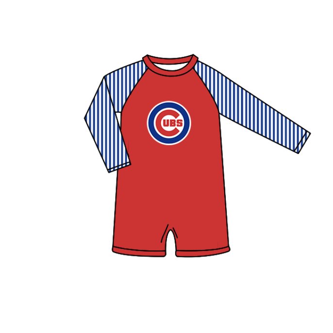 Preorder moq 5 Baby Boys Stripe Long Sleeve Cubs Team Swimsuits