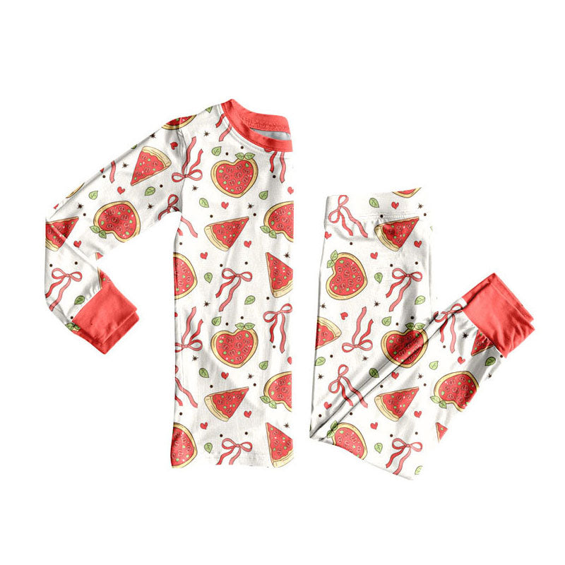 Preorder(moq 8)Baby Girls Long Sleeve Bows Watermelons Peaches Top Pants Pajamas Sets