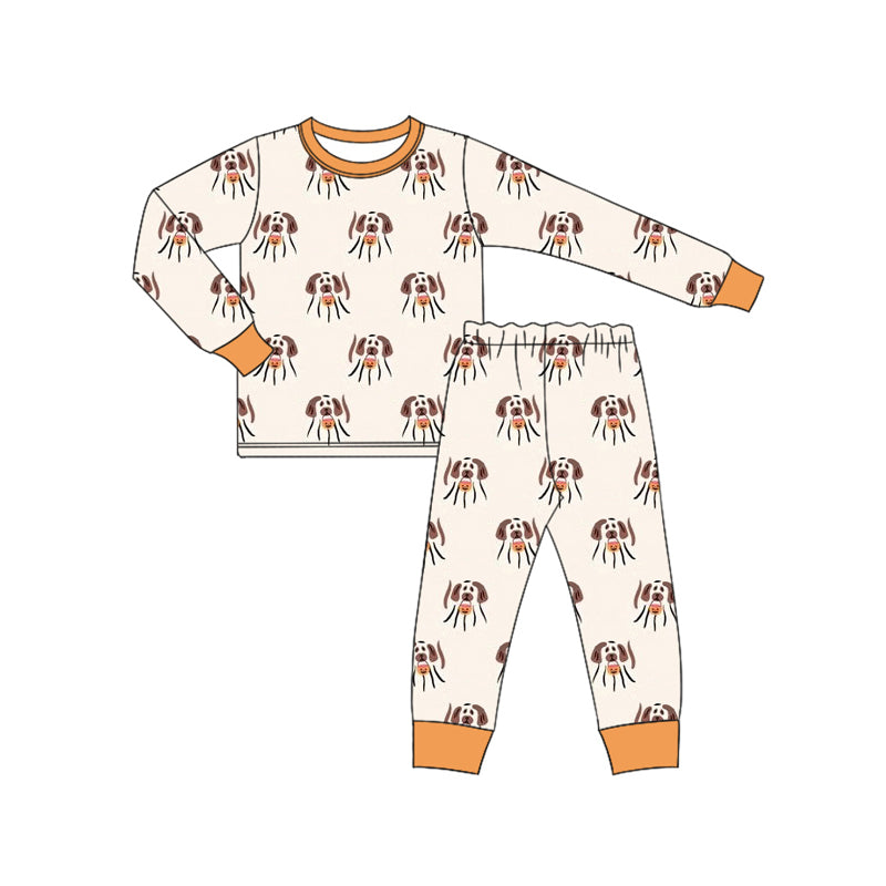 Preorder (moq 5)Baby Boys Long Sleeves Dogs Plaid Top Pant Pajamas Set